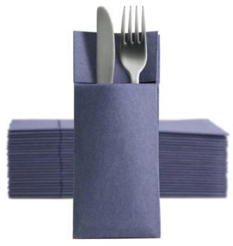 50 Softpoint Besteckservietten Bestecktaschen blau