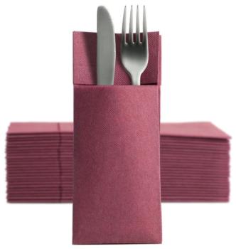 50 Softpoint Besteckservietten Bestecktaschen bordeaux