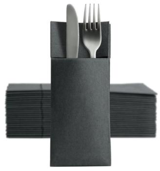 50 Softpoint Besteckservietten Bestecktaschen schwarz