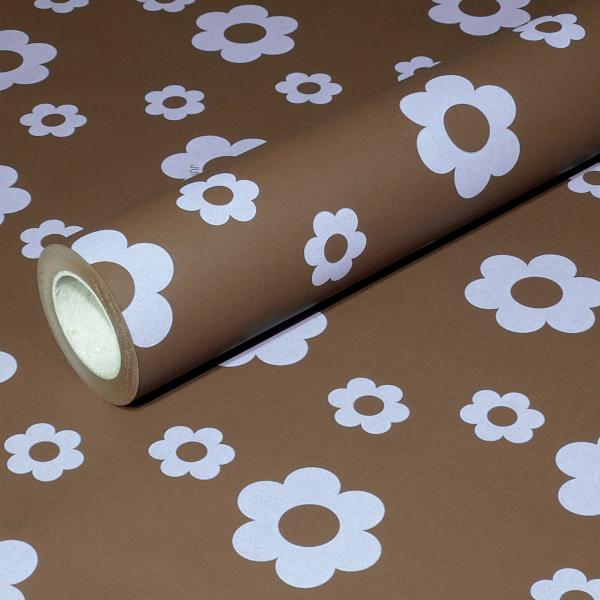 50m x 1,00m JUNOPAX® Geschenkpapier Blüte braun