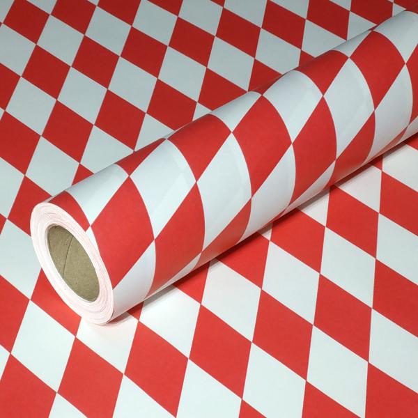 50m x 0,75m JUNOPAX® Geschenkpapier Raute rot-weiß