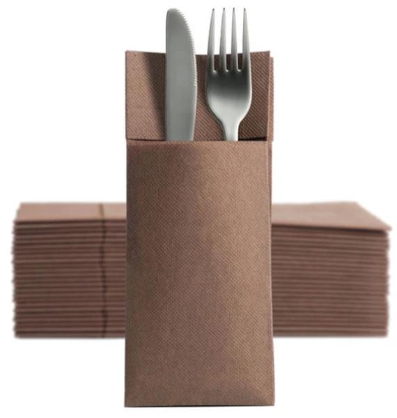 50 Softpoint Besteckservietten Bestecktaschen braun
